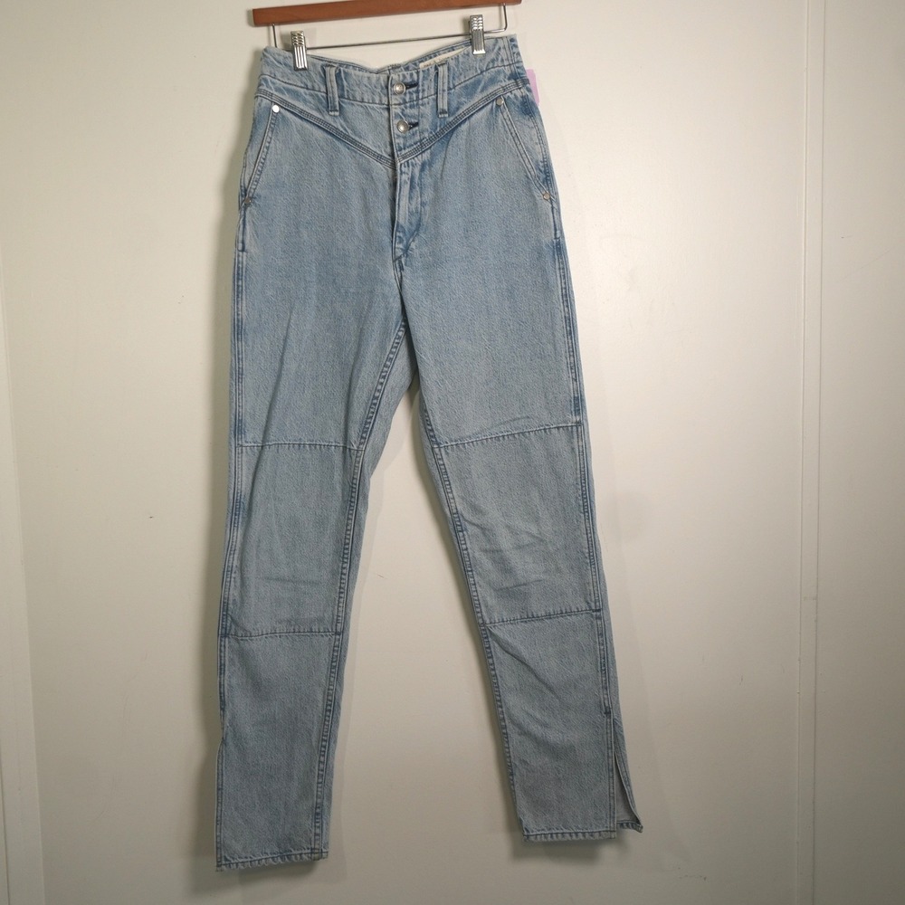 Rag & Bone Mia Yoke Lou Jeans 27 Light Blue High Rise Western Straight Leg